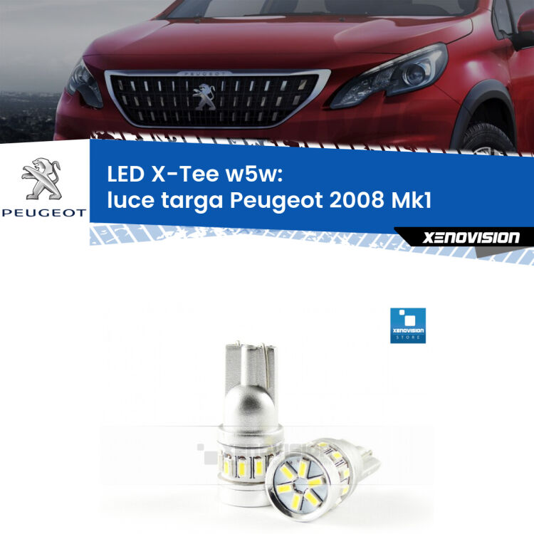 <strong>LED luce targa per Peugeot 2008</strong> Mk1 2013 - 2018. Lampade <strong>W5W</strong> modello X-Tee Xenovision top di gamma.