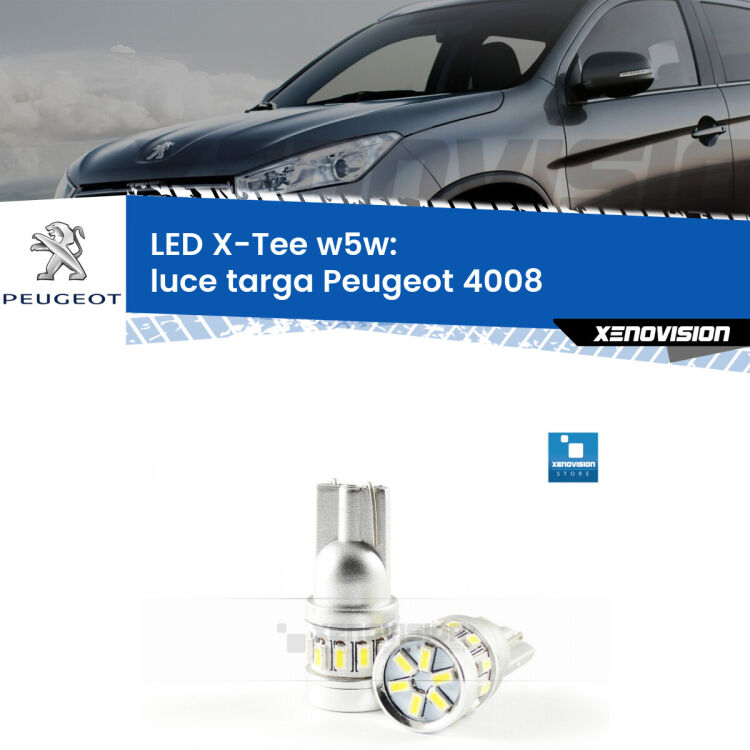 <strong>LED luce targa per Peugeot 4008</strong>  2012 in poi. Lampade <strong>W5W</strong> modello X-Tee Xenovision top di gamma.