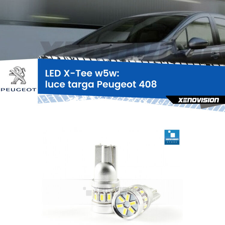 <strong>LED luce targa per Peugeot 408</strong>  2010 in poi. Lampade <strong>W5W</strong> modello X-Tee Xenovision top di gamma.