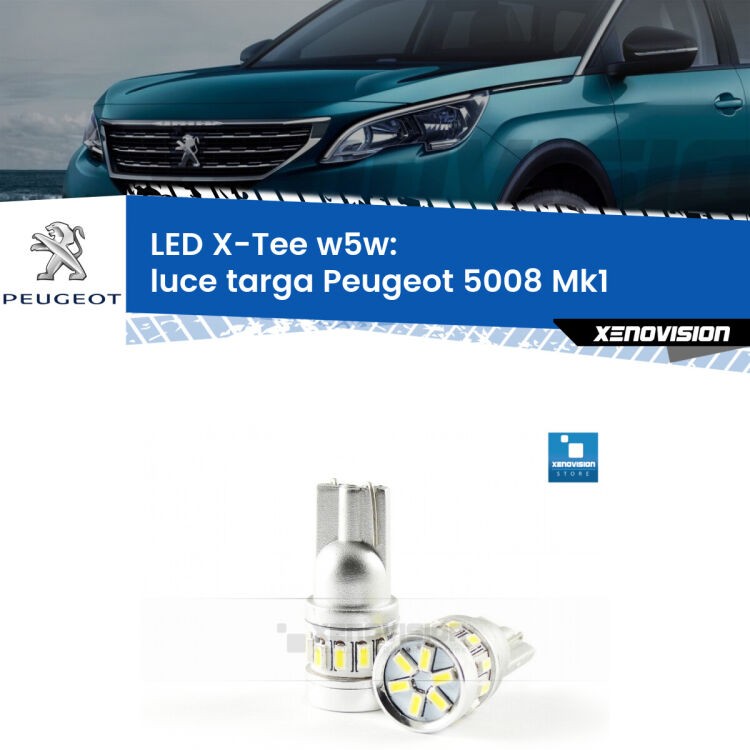 <strong>LED luce targa per Peugeot 5008</strong> Mk1 2009 - 2016. Lampade <strong>W5W</strong> modello X-Tee Xenovision top di gamma.