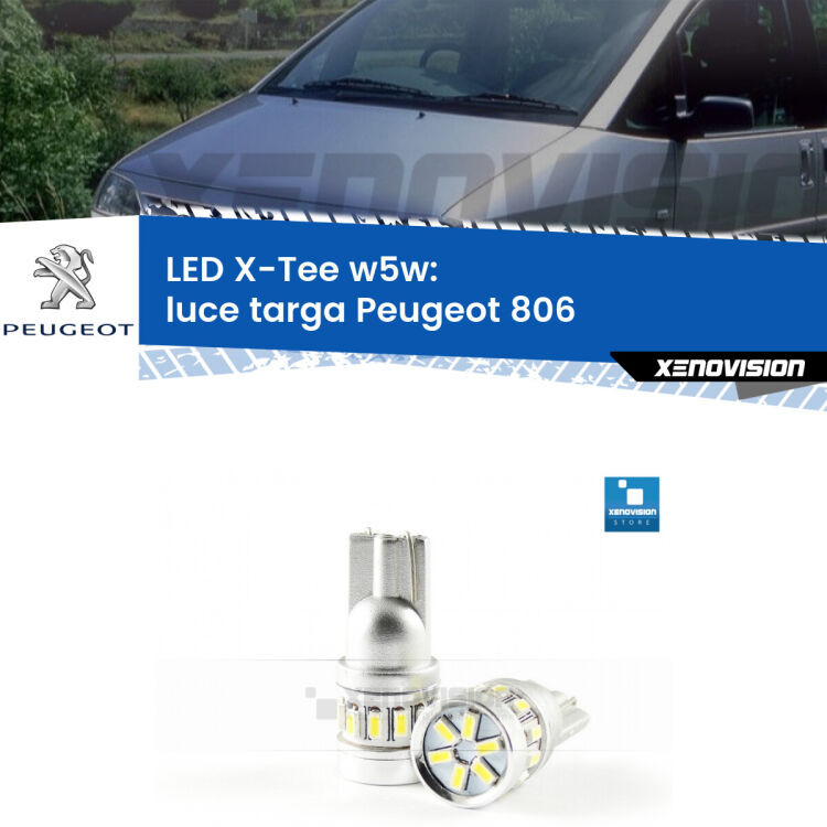 <strong>LED luce targa per Peugeot 806</strong>  1994 - 2002. Lampade <strong>W5W</strong> modello X-Tee Xenovision top di gamma.