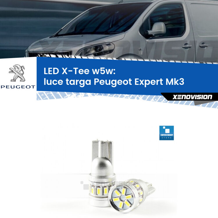 <strong>LED luce targa per Peugeot Expert</strong> Mk3 2016 in poi. Lampade <strong>W5W</strong> modello X-Tee Xenovision top di gamma.
