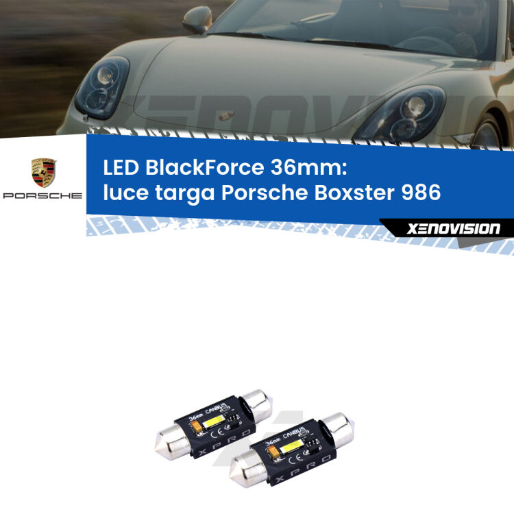 <strong>LED luce targa 36mm per Porsche Boxster</strong> 986 1996 - 2004. Coppia lampadine <strong>C5W</strong>modello BlackForce Xenovision.