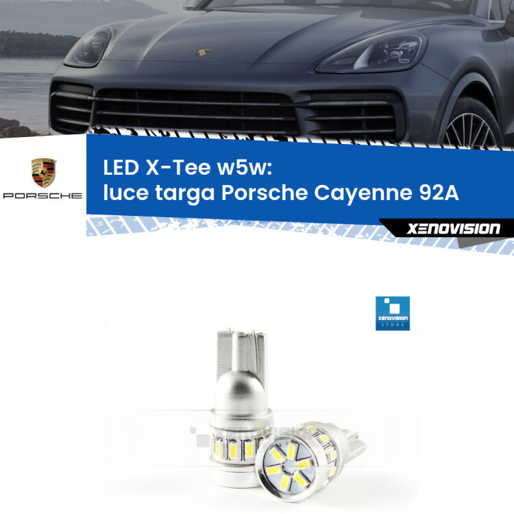 <strong>LED luce targa per Porsche Cayenne</strong> 92A 2010 - 2014. Lampade <strong>W5W</strong> modello X-Tee Xenovision top di gamma.