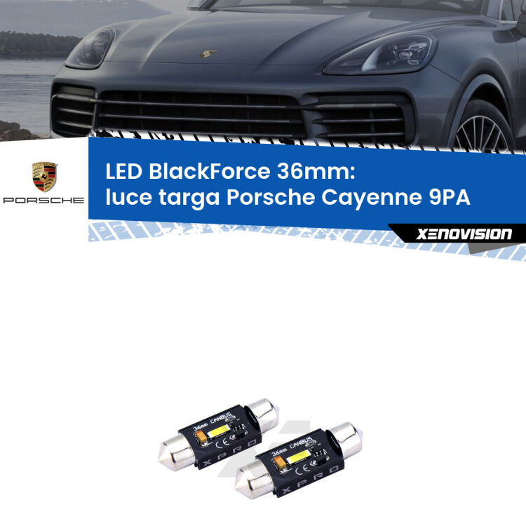 <strong>LED luce targa 36mm per Porsche Cayenne</strong> 9PA 2002 - 2010. Coppia lampadine <strong>C5W</strong>modello BlackForce Xenovision.