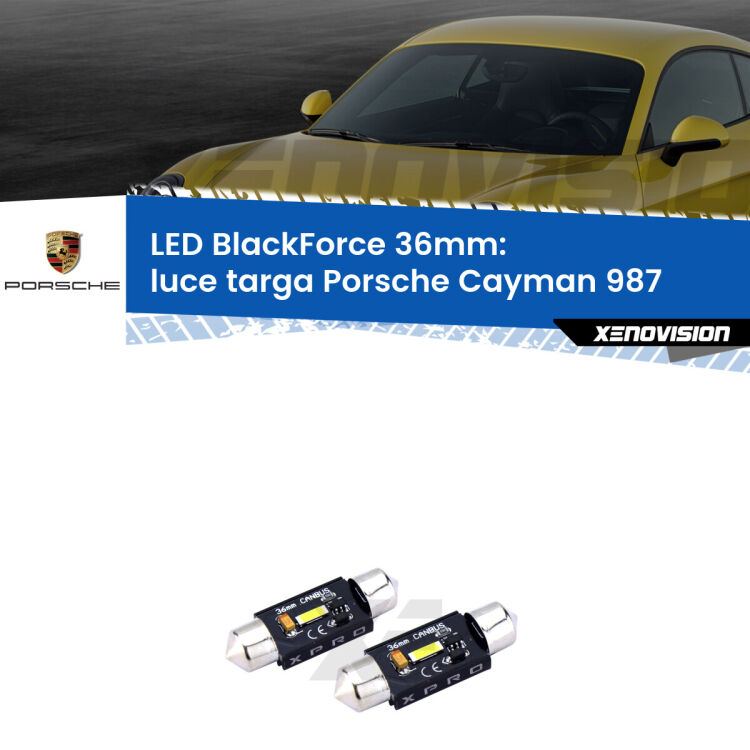 <strong>LED luce targa 36mm per Porsche Cayman</strong> 987 2005 - 2013. Coppia lampadine <strong>C5W</strong>modello BlackForce Xenovision.