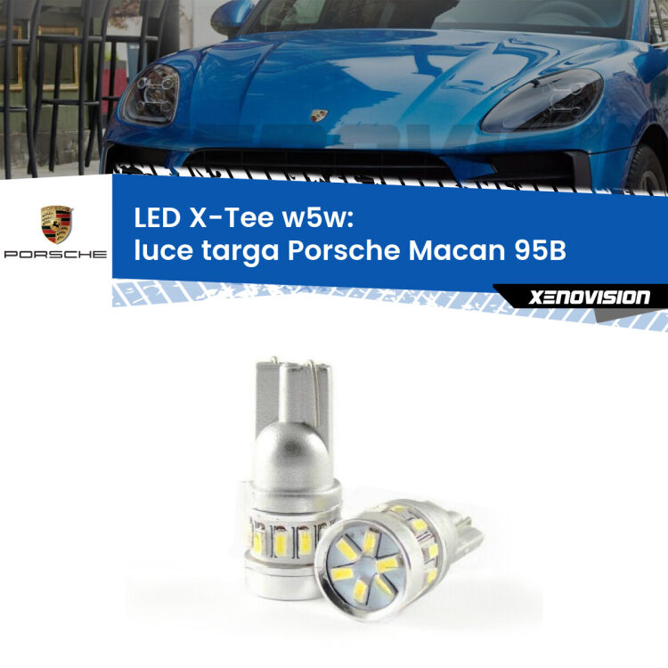 0 Luce Targa LED per Porsche Macan 95B 2014 - 2018: W5W X-Tee <strong>LED luce targa per Porsche Macan</strong> 95B 2014 - 2018. Lampade <strong>W5W</strong> modello X-Tee Xenovision top di gamma.