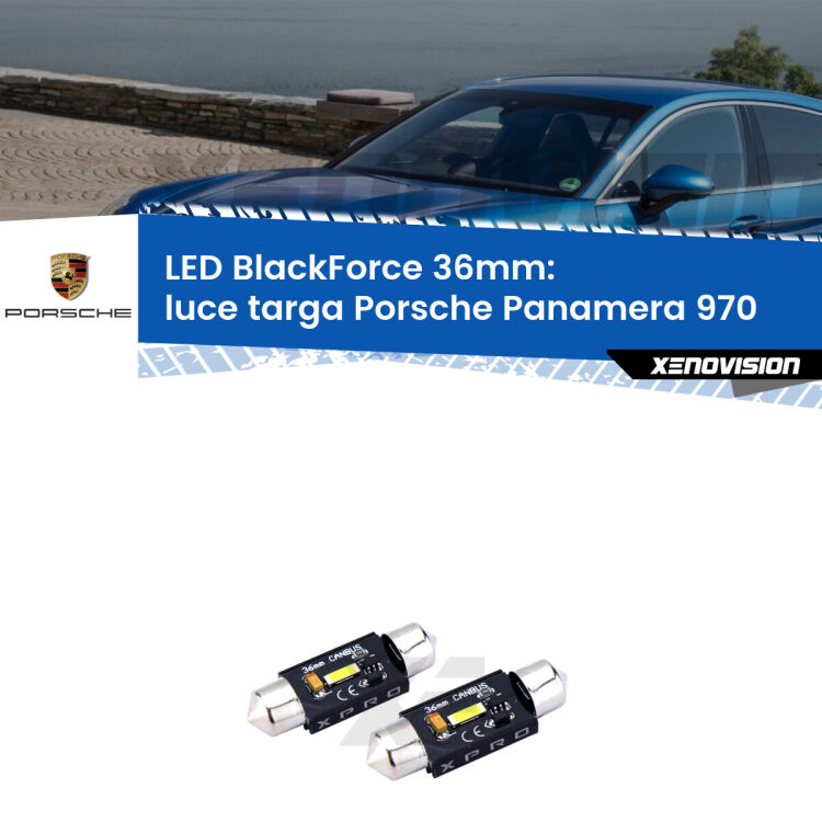 <strong>LED luce targa 36mm per Porsche Panamera</strong> 970 2009 - 2016. Coppia lampadine <strong>C5W</strong>modello BlackForce Xenovision.