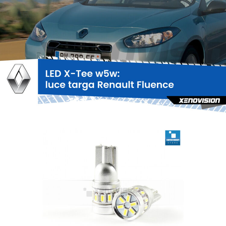 <strong>LED luce targa per Renault Fluence</strong>  2010 - 2015. Lampade <strong>W5W</strong> modello X-Tee Xenovision top di gamma.