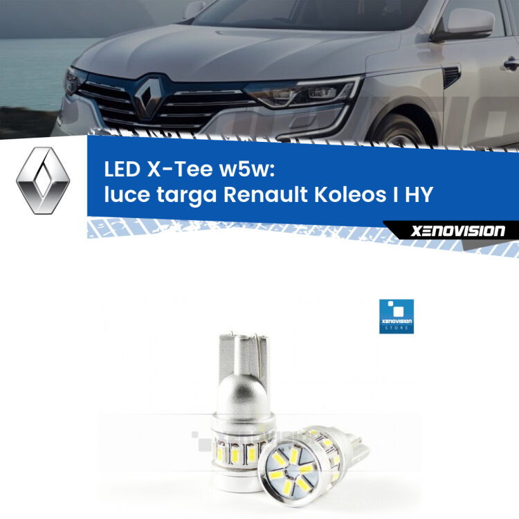 <strong>LED luce targa per Renault Koleos I</strong> HY 2006 - 2015. Lampade <strong>W5W</strong> modello X-Tee Xenovision top di gamma.