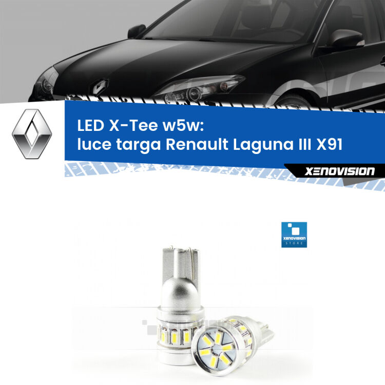 <strong>LED luce targa per Renault Laguna III</strong> X91 2007 - 2015. Lampade <strong>W5W</strong> modello X-Tee Xenovision top di gamma.