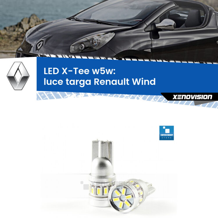 <strong>LED luce targa per Renault Wind</strong>  2010 - 2013. Lampade <strong>W5W</strong> modello X-Tee Xenovision top di gamma.