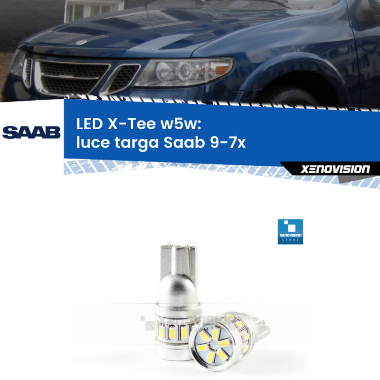 <strong>LED luce targa per Saab 9-7x</strong>  2004 - 2008. Lampade <strong>W5W</strong> modello X-Tee Xenovision top di gamma.