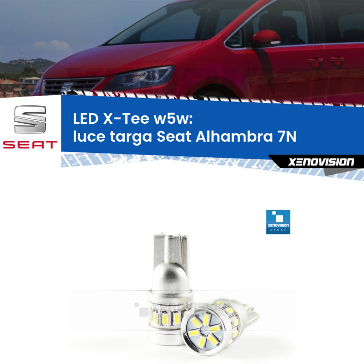 <strong>LED luce targa per Seat Alhambra</strong> 7N 2010 in poi. Lampade <strong>W5W</strong> modello X-Tee Xenovision top di gamma.