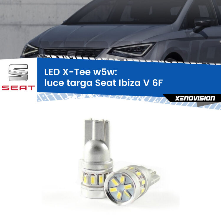 0 Luce Targa LED per Seat Ibiza V 6F 2017 in poi: W5W X-Tee <strong>LED luce targa per Seat Ibiza V</strong> 6F 2017 in poi. Lampade <strong>W5W</strong> modello X-Tee Xenovision top di gamma.