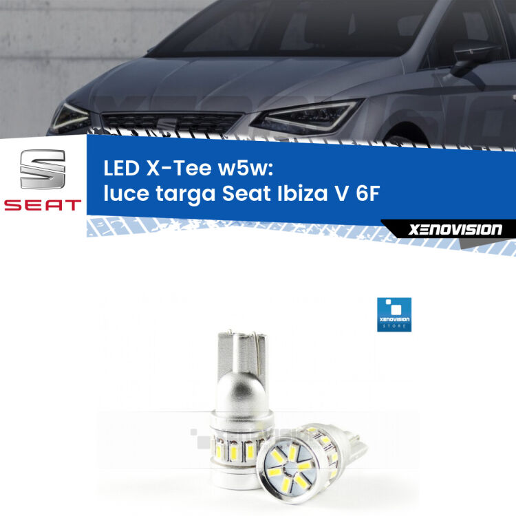 <strong>LED luce targa per Seat Ibiza V</strong> 6F 2017 in poi. Lampade <strong>W5W</strong> modello X-Tee Xenovision top di gamma.