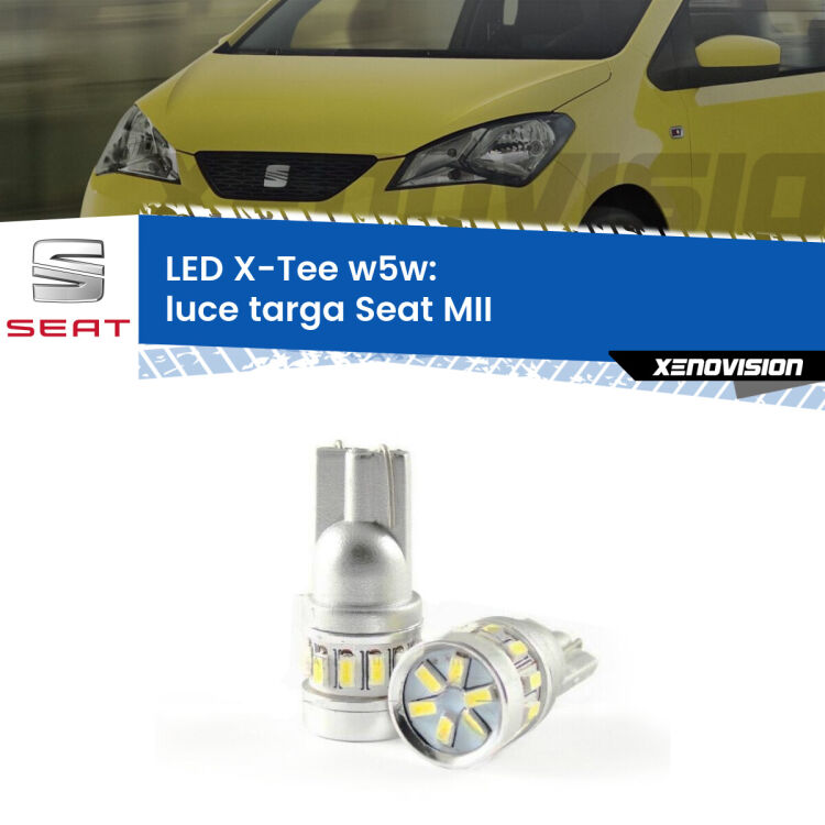 0 Luce Targa LED per Seat MII 2011 - 2021: W5W X-Tee <strong>LED luce targa per Seat MII</strong> 2011 - 2021. Lampade <strong>W5W</strong> modello X-Tee Xenovision top di gamma.