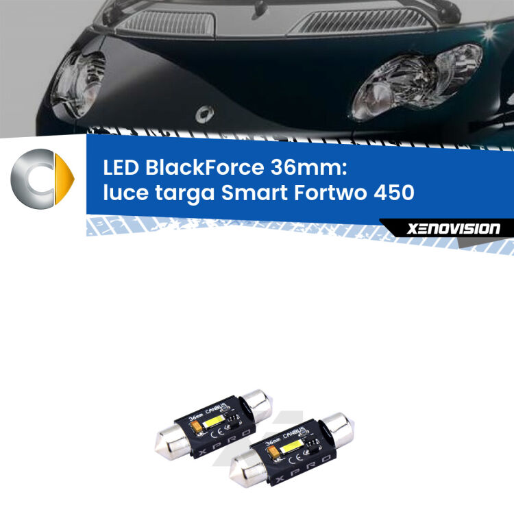 <strong>LED luce targa 36mm per Smart Fortwo</strong> 450 2004 - 2007. Coppia lampadine <strong>C5W</strong>modello BlackForce Xenovision.