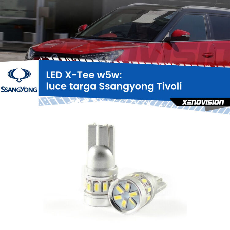 0 Luce Targa LED per Ssangyong Tivoli  2015 in poi: W5W X-Tee <strong>LED luce targa per Ssangyong Tivoli</strong>  2015 in poi. Lampade <strong>W5W</strong> modello X-Tee Xenovision top di gamma.