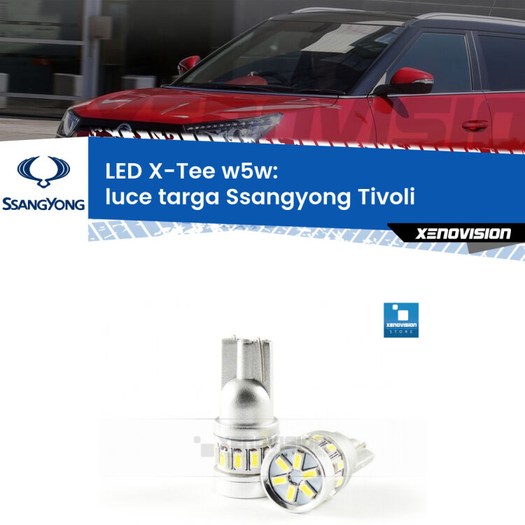 <strong>LED luce targa per Ssangyong Tivoli</strong>  2015 in poi. Lampade <strong>W5W</strong> modello X-Tee Xenovision top di gamma.