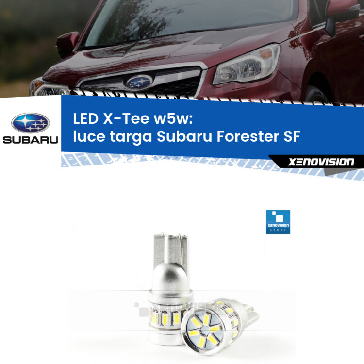 <strong>LED luce targa per Subaru Forester</strong> SF 1997 - 2002. Lampade <strong>W5W</strong> modello X-Tee Xenovision top di gamma.
