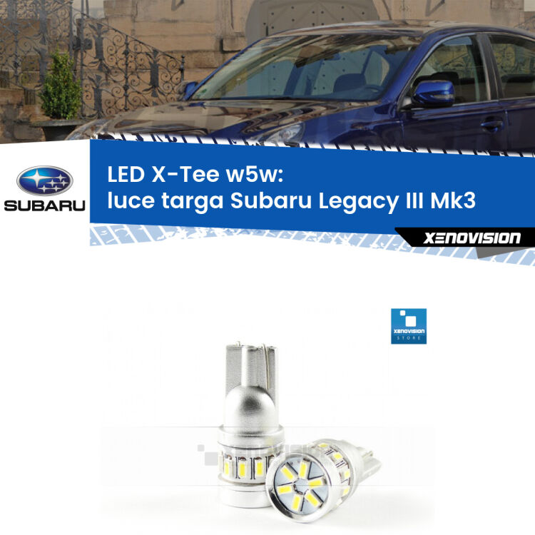 <strong>LED luce targa per Subaru Legacy III</strong> Mk3 1998 - 2002. Lampade <strong>W5W</strong> modello X-Tee Xenovision top di gamma.
