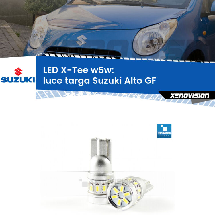 <strong>LED luce targa per Suzuki Alto</strong> GF 2009 in poi. Lampade <strong>W5W</strong> modello X-Tee Xenovision top di gamma.