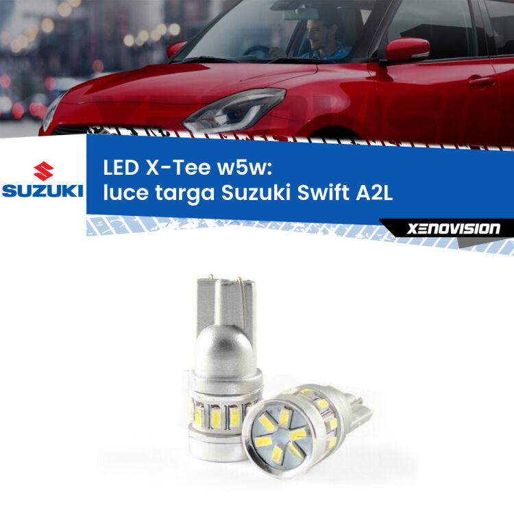 0 Luce Targa LED per Suzuki Swift A2L 2017 in poi: W5W X-Tee <strong>LED luce targa per Suzuki Swift</strong> A2L 2017 in poi. Lampade <strong>W5W</strong> modello X-Tee Xenovision top di gamma.