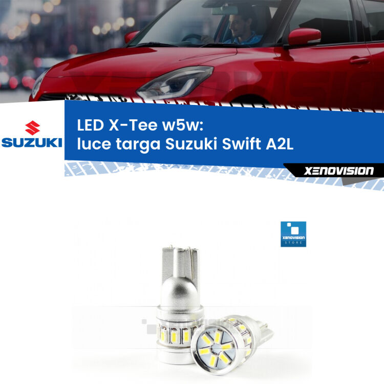 <strong>LED luce targa per Suzuki Swift</strong> A2L 2017 in poi. Lampade <strong>W5W</strong> modello X-Tee Xenovision top di gamma.
