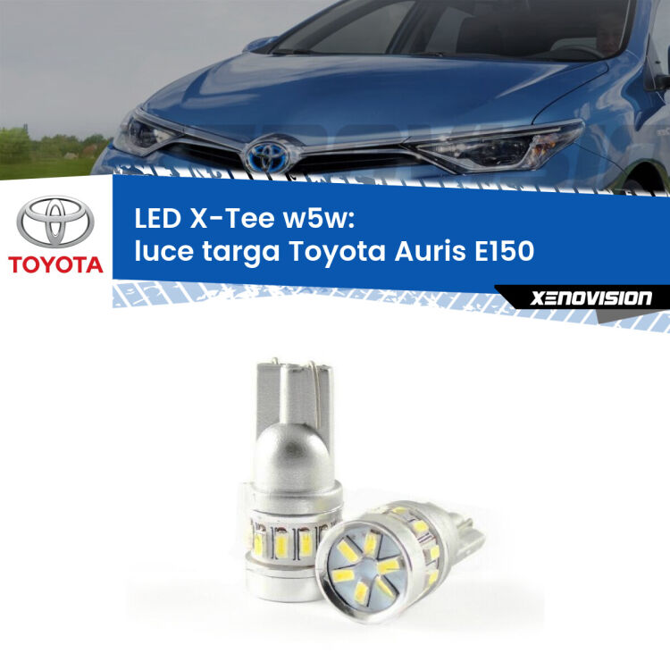 0 Luce Targa LED per Toyota Auris E150 2006 - 2012: W5W X-Tee <strong>LED luce targa per Toyota Auris</strong> E150 2006 - 2012. Lampade <strong>W5W</strong> modello X-Tee Xenovision top di gamma.