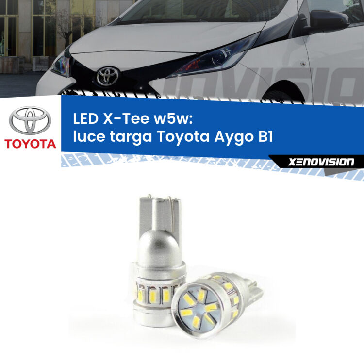 0 Luce Targa LED per Toyota Aygo B1 2005 - 2014: W5W X-Tee <strong>LED luce targa per Toyota Aygo</strong> B1 2005 - 2014. Lampade <strong>W5W</strong> modello X-Tee Xenovision top di gamma.