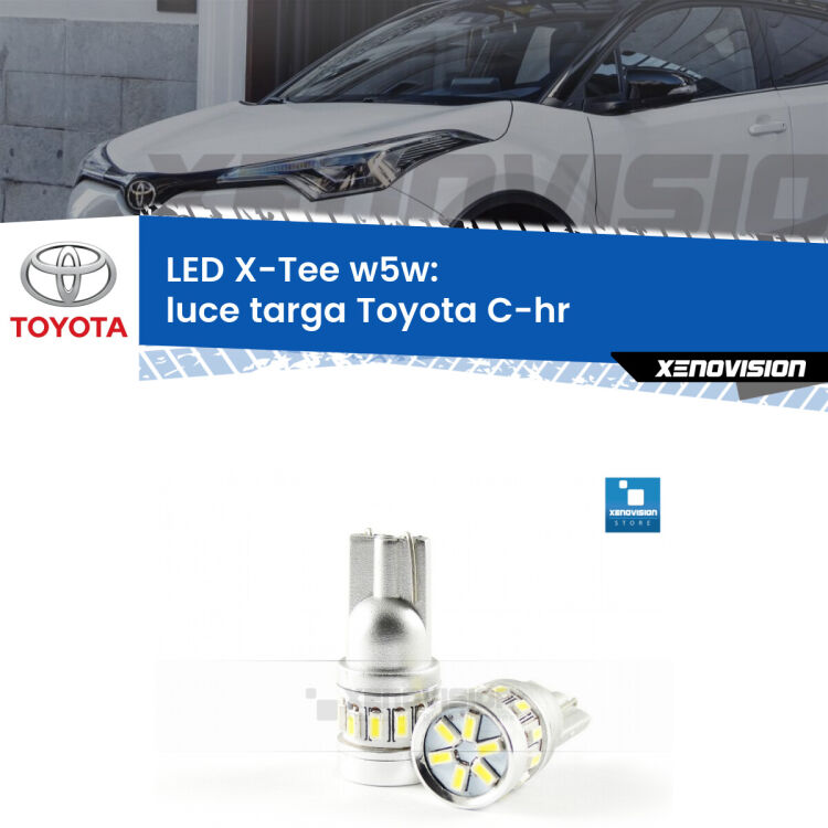 <strong>LED luce targa per Toyota C-hr</strong>  2016 in poi. Lampade <strong>W5W</strong> modello X-Tee Xenovision top di gamma.