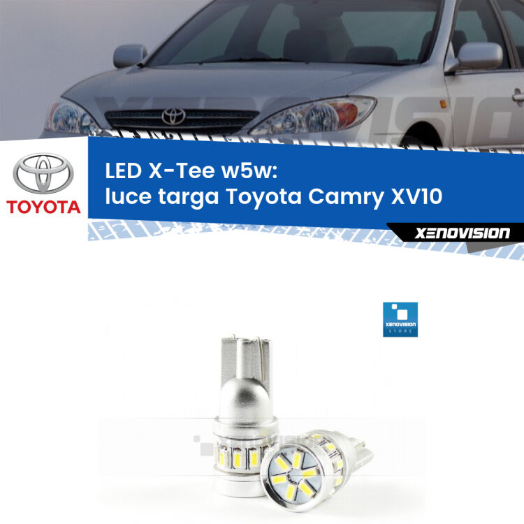 <strong>LED luce targa per Toyota Camry</strong> XV10 1991 - 1996. Lampade <strong>W5W</strong> modello X-Tee Xenovision top di gamma.