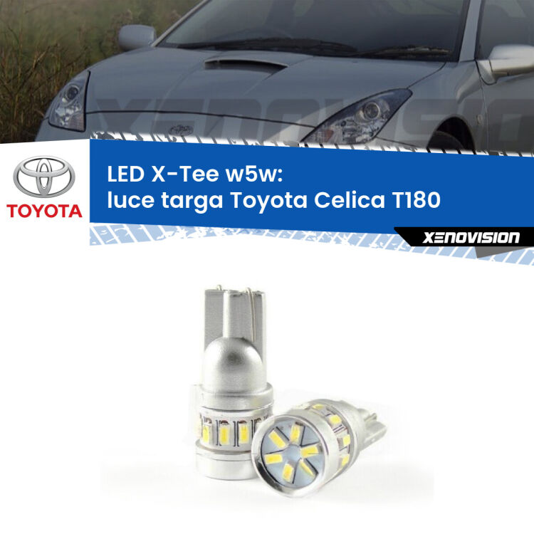 0 Luce Targa LED per Toyota Celica T180 1989 - 1993: W5W X-Tee <strong>LED luce targa per Toyota Celica</strong> T180 1989 - 1993. Lampade <strong>W5W</strong> modello X-Tee Xenovision top di gamma.