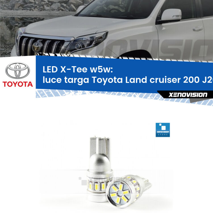 <strong>LED luce targa per Toyota Land cruiser 200</strong> J200 2007 in poi. Lampade <strong>W5W</strong> modello X-Tee Xenovision top di gamma.