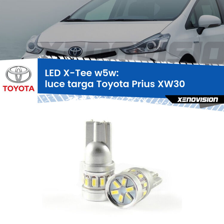 0 Luce Targa LED per Toyota Prius XW30 2008 - 2014: W5W X-Tee <strong>LED luce targa per Toyota Prius</strong> XW30 2008 - 2014. Lampade <strong>W5W</strong> modello X-Tee Xenovision top di gamma.