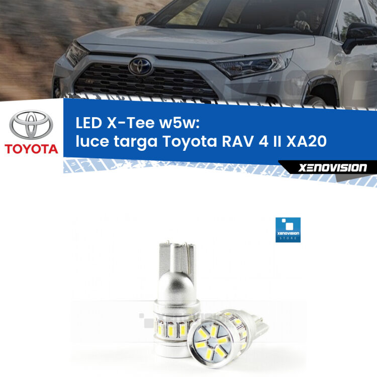 <strong>LED luce targa per Toyota RAV 4 II</strong> XA20 2000 - 2005. Lampade <strong>W5W</strong> modello X-Tee Xenovision top di gamma.