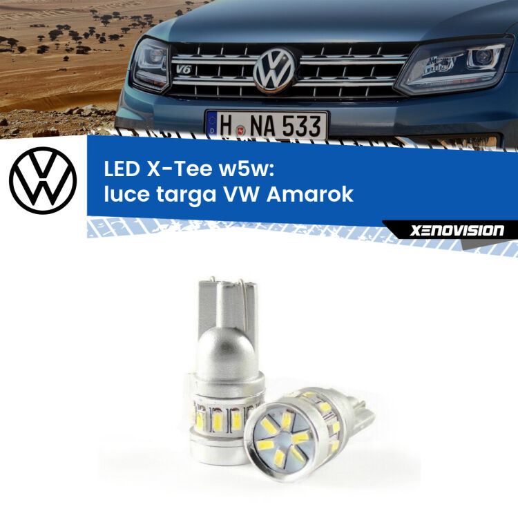 0 Luce Targa LED per VW Amarok  2010 - 2016: W5W X-Tee <strong>LED luce targa per VW Amarok</strong>  2010 - 2016. Lampade <strong>W5W</strong> modello X-Tee Xenovision top di gamma.