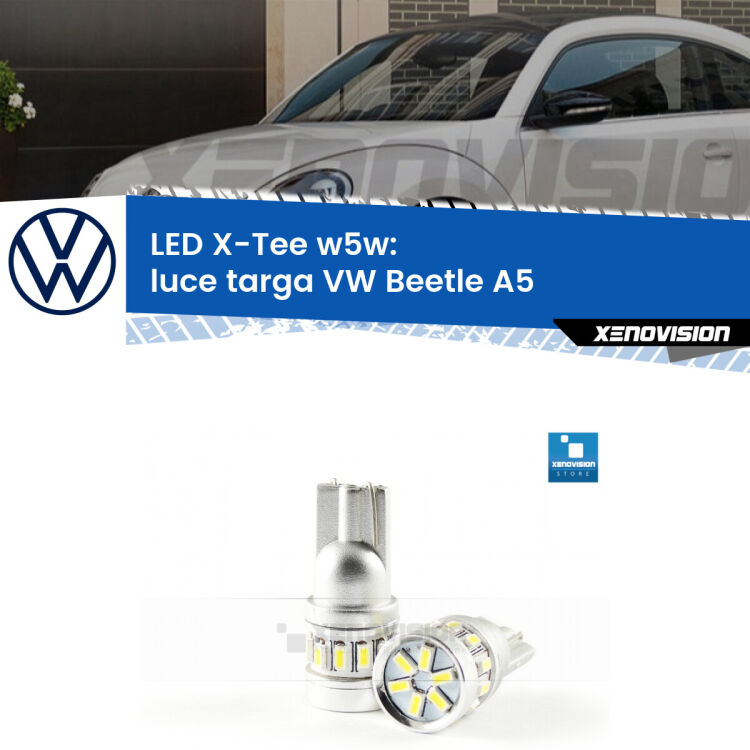 <strong>LED luce targa per VW Beetle</strong> A5 Versione 1. Lampade <strong>W5W</strong> modello X-Tee Xenovision top di gamma.