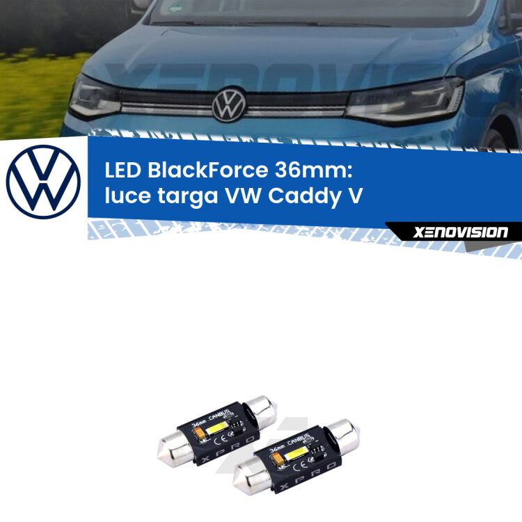 <strong>LED luce targa 36mm per VW Caddy V</strong>  2021 in poi. Coppia lampadine <strong>C5W</strong>modello BlackForce Xenovision.