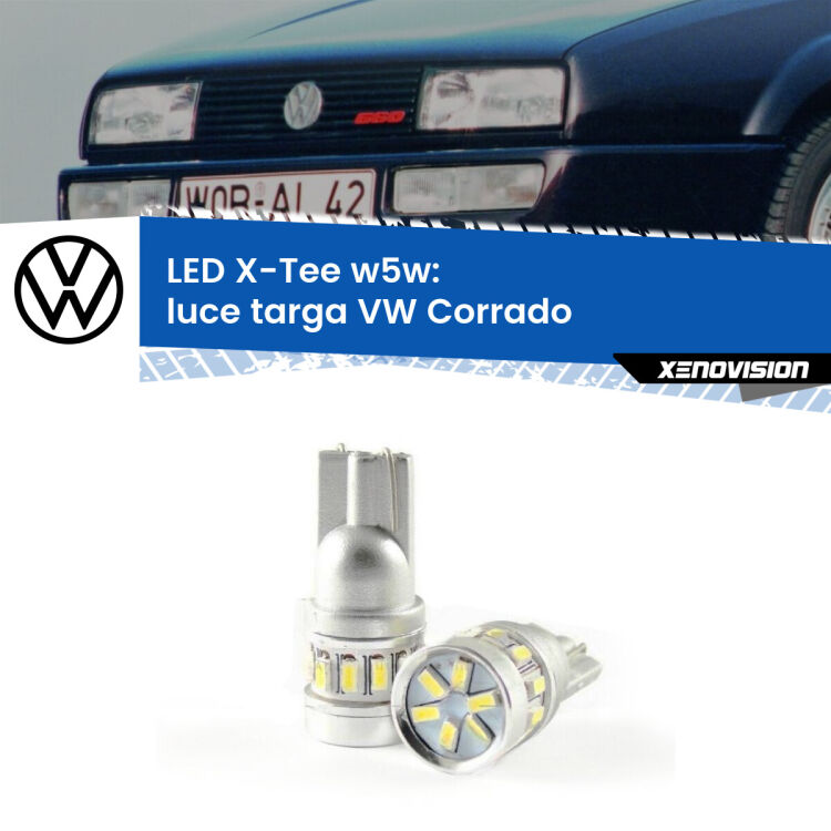 0 Luce Targa LED per VW Corrado 1988 - 1995: W5W X-Tee <strong>LED luce targa per VW Corrado</strong> 1988 - 1995. Lampade <strong>W5W</strong> modello X-Tee Xenovision top di gamma.