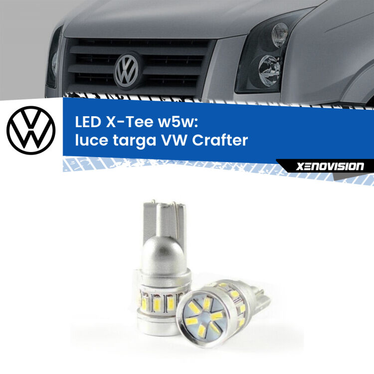 0 Luce Targa LED per VW Crafter  2006 - 2016: W5W X-Tee <strong>LED luce targa per VW Crafter</strong>  2006 - 2016. Lampade <strong>W5W</strong> modello X-Tee Xenovision top di gamma.