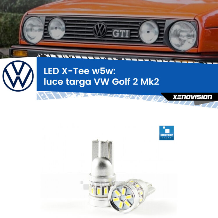 <strong>LED luce targa per VW Golf 2</strong> Mk2 Versione 1. Lampade <strong>W5W</strong> modello X-Tee Xenovision top di gamma.