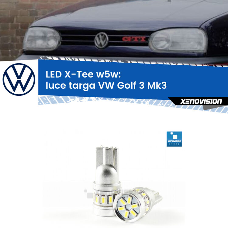 <strong>LED luce targa per VW Golf 3</strong> Mk3 1991 - 1997. Lampade <strong>W5W</strong> modello X-Tee Xenovision top di gamma.