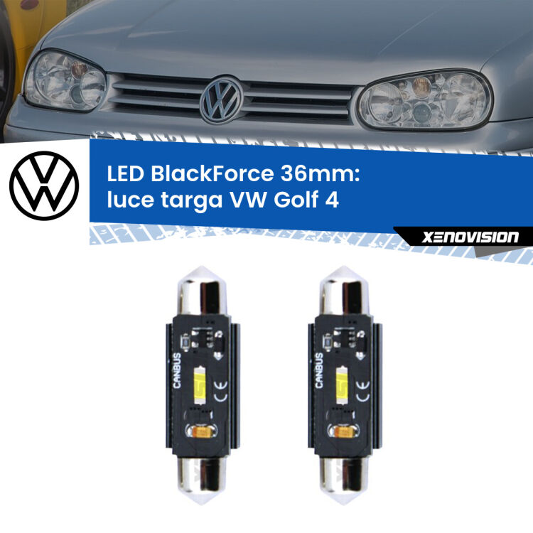 0 Luce Targa LED per VW Golf 4  1997 - 2005: C5W BlackForce 36mm (Coppia) <strong>Luce Targa LED per VW Golf 4</strong>  1997 - 2005. Coppia lampade <strong>C5W</strong> 36mm modello BlackForce canbus.