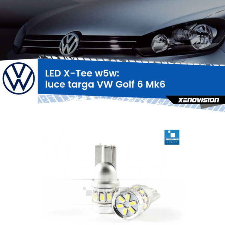 <strong>LED luce targa per VW Golf 6</strong> Mk6 2008 - 2011. Lampade <strong>W5W</strong> modello X-Tee Xenovision top di gamma.
