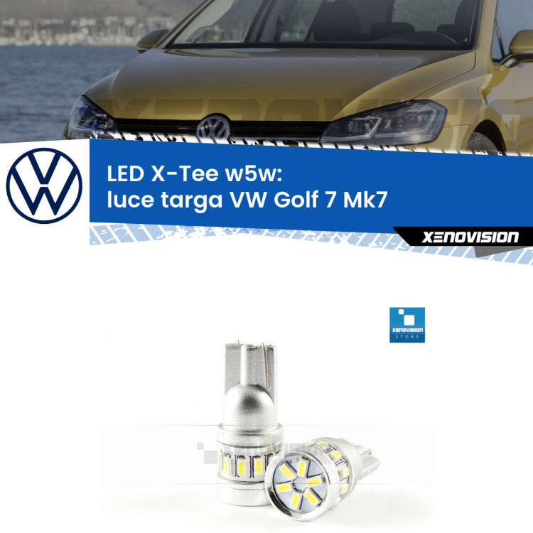 <strong>LED luce targa per VW Golf 7</strong> Mk7 2012 - 2019. Lampade <strong>W5W</strong> modello X-Tee Xenovision top di gamma.