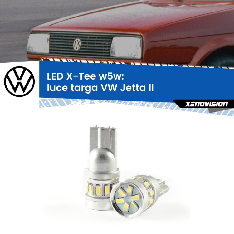 0 Luce Targa LED per VW Jetta II 1984 - 1992: W5W X-Tee <strong>LED luce targa per VW Jetta</strong> II 1984 - 1992. Lampade <strong>W5W</strong> modello X-Tee Xenovision top di gamma.