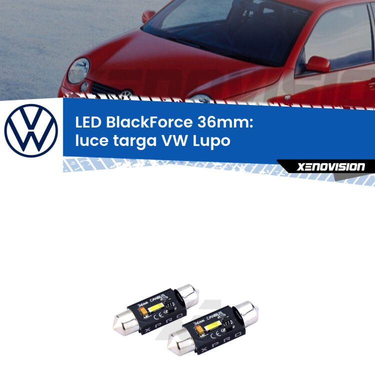 <strong>LED luce targa 36mm per VW Lupo</strong>  1998 - 2005. Coppia lampadine <strong>C5W</strong>modello BlackForce Xenovision.