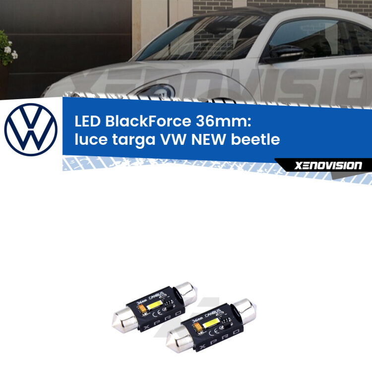 <strong>LED luce targa 36mm per VW NEW beetle</strong>  2005 - 2010. Coppia lampadine <strong>C5W</strong>modello BlackForce Xenovision.